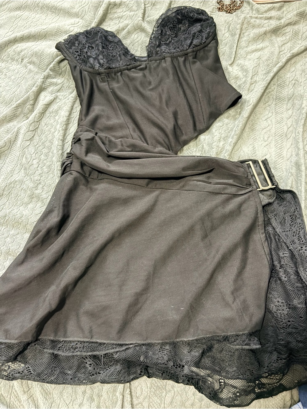 Black Lace-Trim A-Line dress for Women